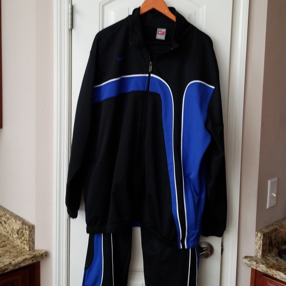 Nike Other - Black Blue Sweat Track Warmup Jacket Pants Sz XL